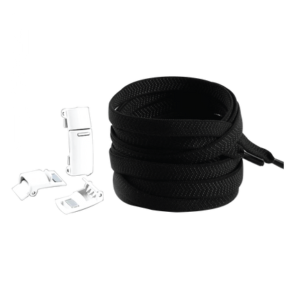 Raven Black No Tie Elastic Shoelaces with Magnetic Locks