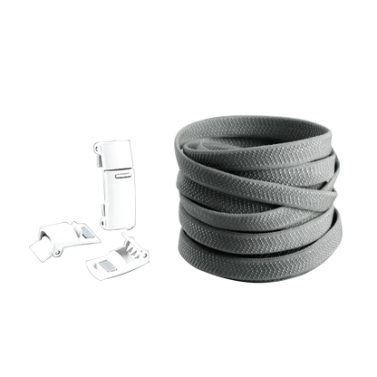 Steel Gray No Tie Elastic Shoelaces with Magnetic Locks