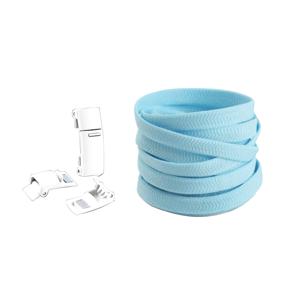 Sky Blue No Tie Elastic Shoelaces with Magnetic Locks